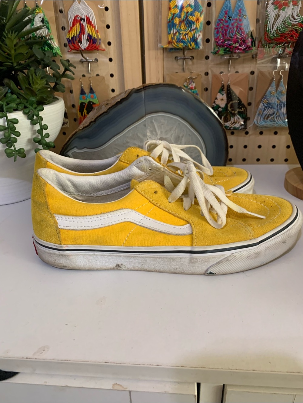 Vans Kids Yellow Suede Low-Top Sneakers with White Stripe